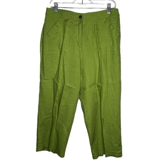 Chico's Green Cropped Linen Pants - Picture 1 of 5